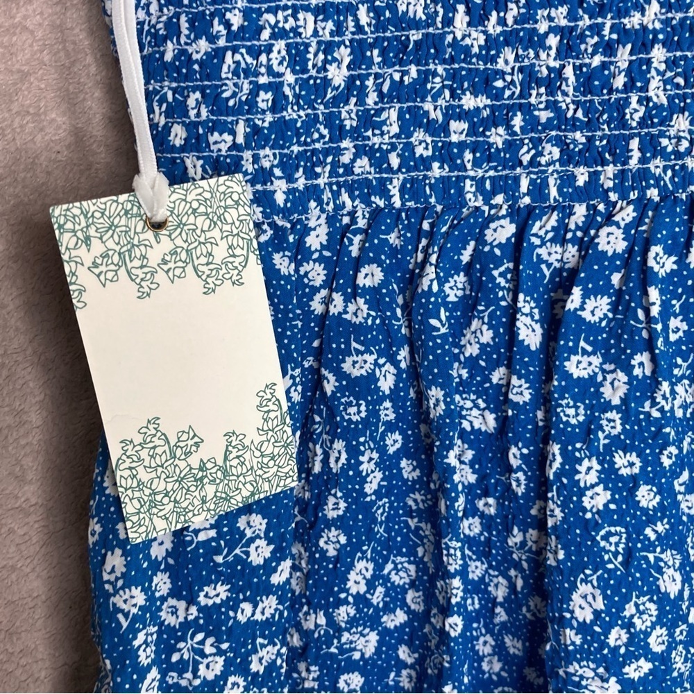 NEW Hyacinth House Floral Puff Sleeve Mini Dress Women’s S Blue Tuckernuck Party - Picture 8 of 16